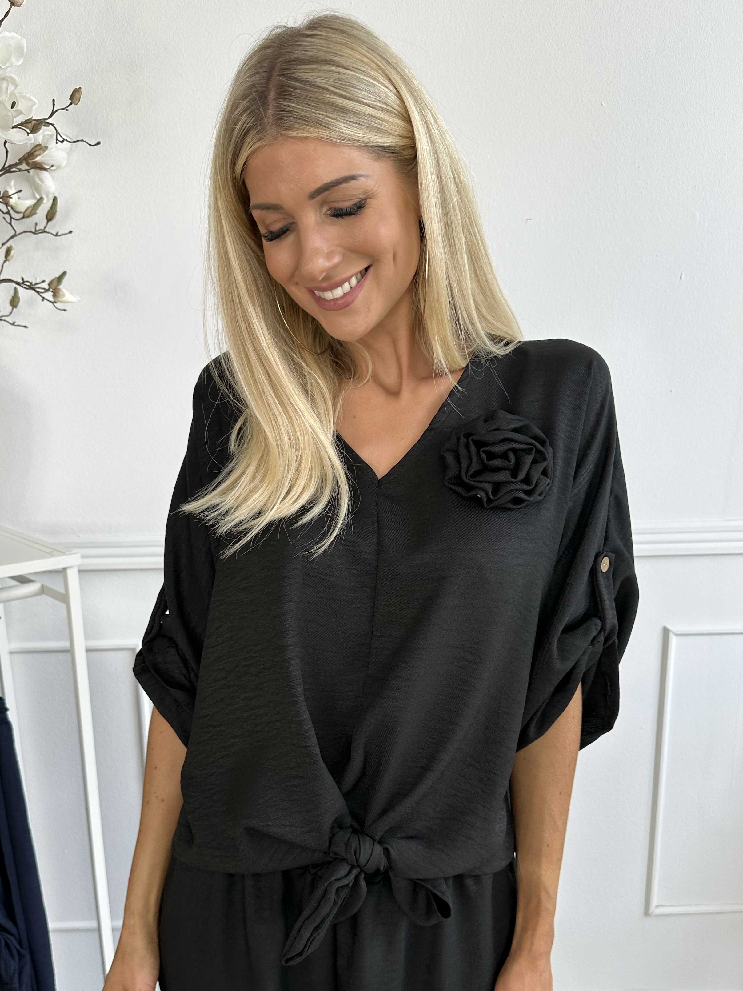 Bella - Söt tunika med knut och avtagbar blomma